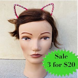 Urban Outfitters Cat ears headband rhinestone pink hair band kitty hairband head